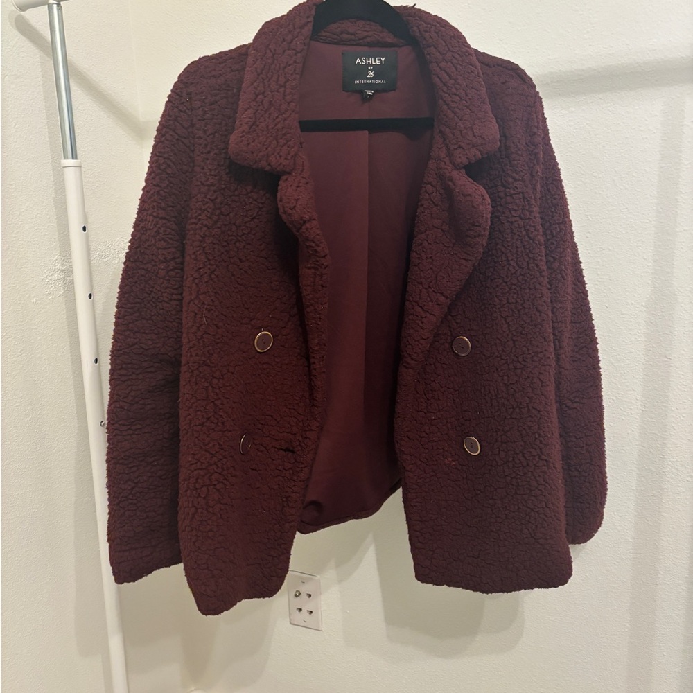 Ashley By 26 Burgundy Teddy Jacket
